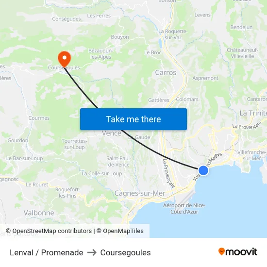 Lenval / Promenade to Coursegoules map