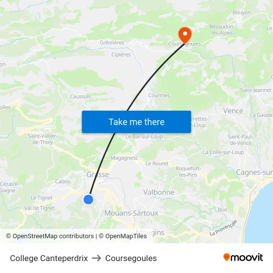 College Canteperdrix to Coursegoules map