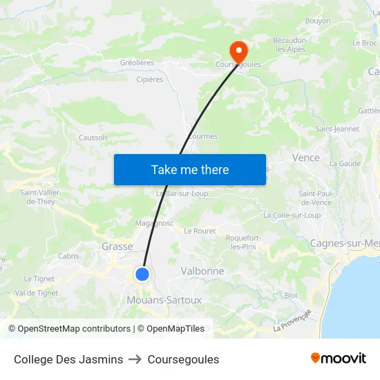 College Des Jasmins to Coursegoules map