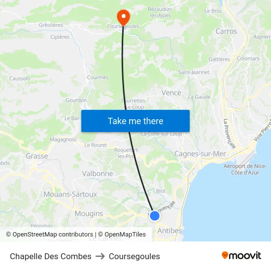 Chapelle Des Combes to Coursegoules map