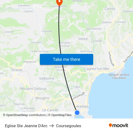 Eglise Ste Jeanne D'Arc to Coursegoules map