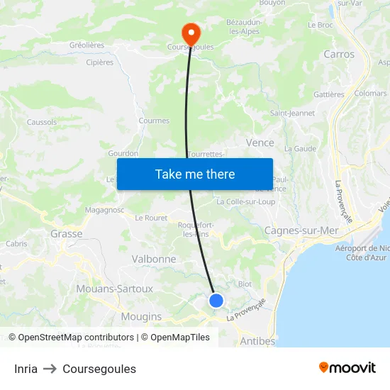 Inria to Coursegoules map
