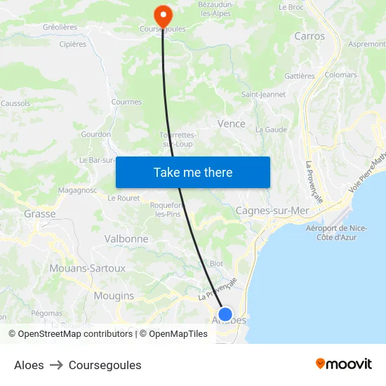 Aloes to Coursegoules map