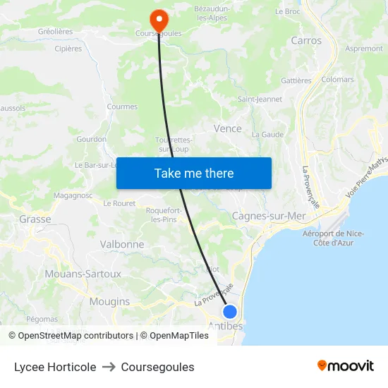 Lycee Horticole to Coursegoules map