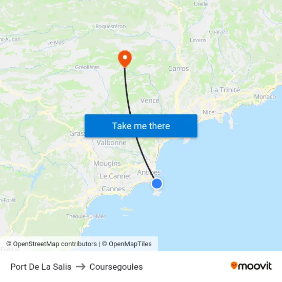 Port De La Salis to Coursegoules map