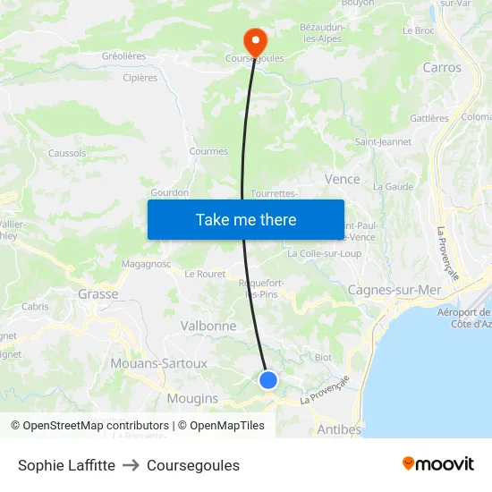 Sophie Laffitte to Coursegoules map