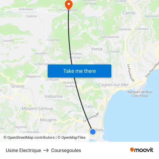 Usine Electrique to Coursegoules map