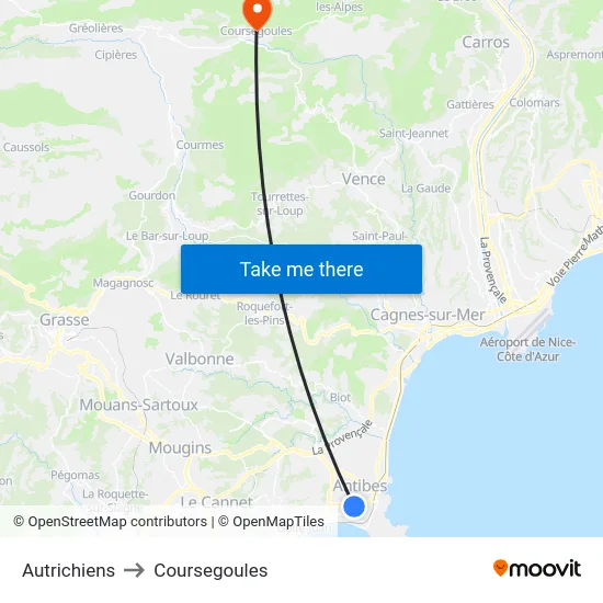 Autrichiens to Coursegoules map