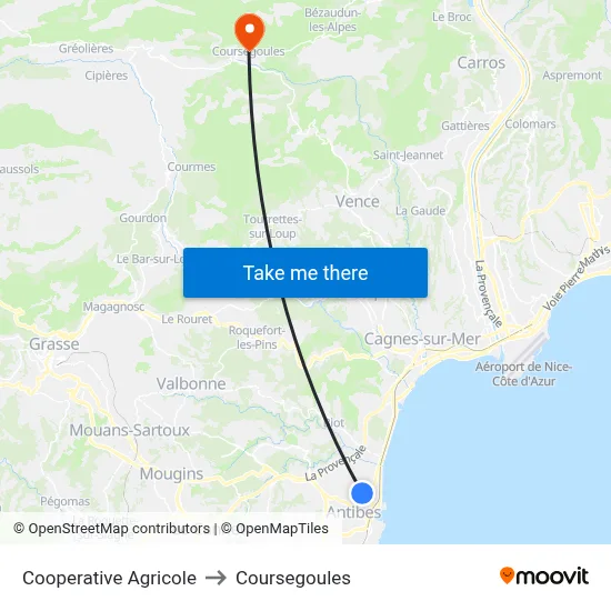 Cooperative Agricole to Coursegoules map