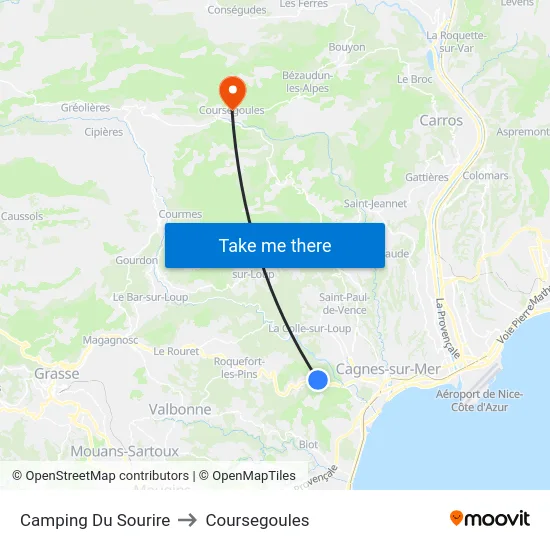 Camping Du Sourire to Coursegoules map