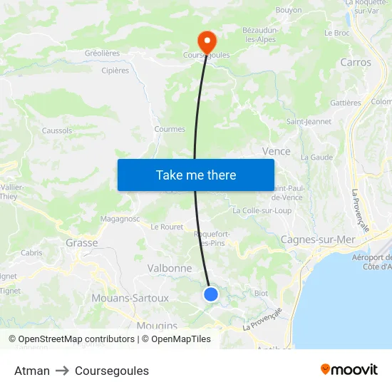 Atman to Coursegoules map