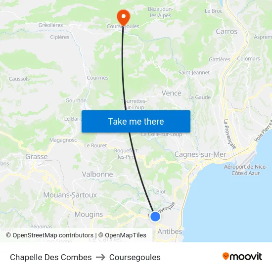 Chapelle Des Combes to Coursegoules map