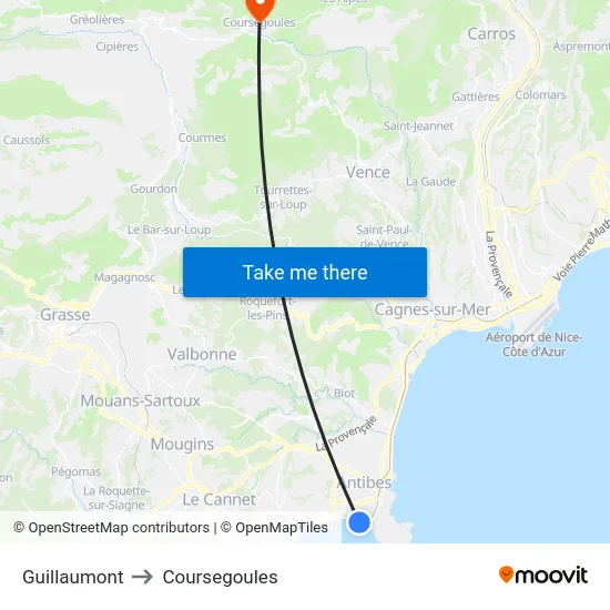 Guillaumont to Coursegoules map