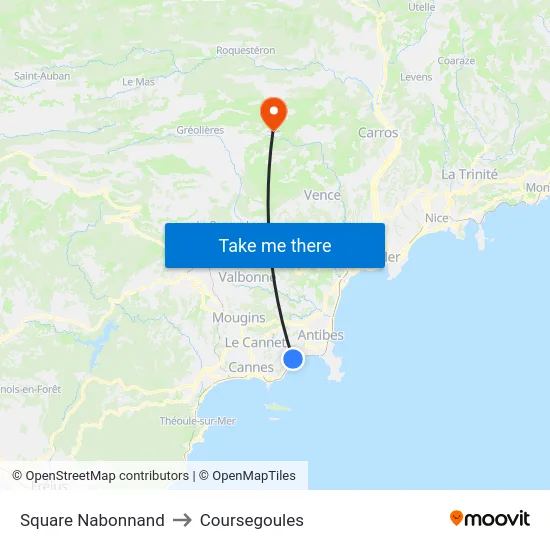 Square Nabonnand to Coursegoules map