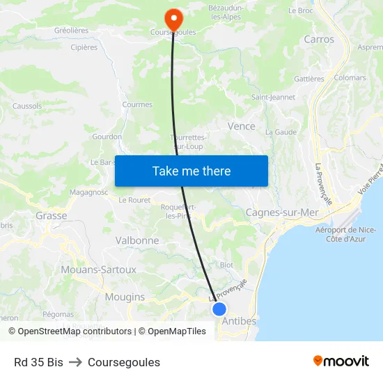 Rd 35 Bis to Coursegoules map