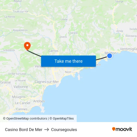 Casino Bord De Mer to Coursegoules map