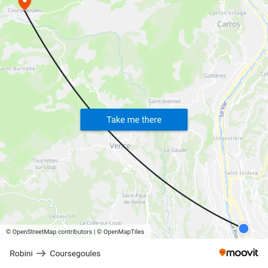 Robini to Coursegoules map
