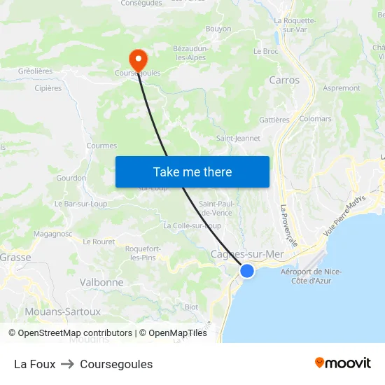 La Foux to Coursegoules map