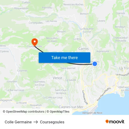 Colle Germaine to Coursegoules map