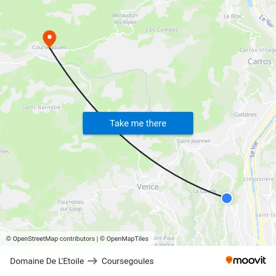 Domaine De L'Etoile to Coursegoules map