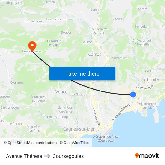 Avenue Thérèse to Coursegoules map