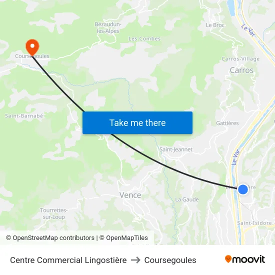 Centre Commercial Lingostière to Coursegoules map