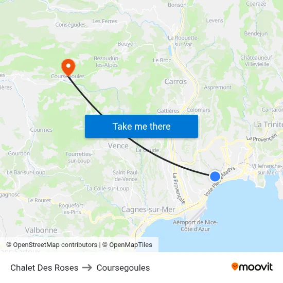 Chalet Des Roses to Coursegoules map