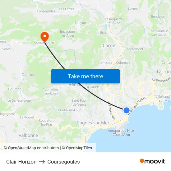 Clair Horizon to Coursegoules map