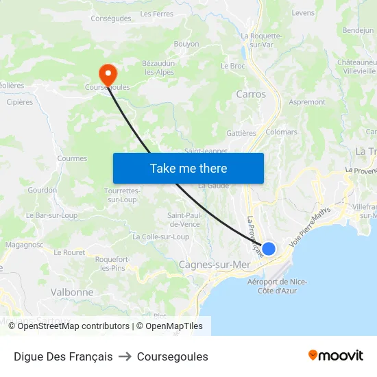 Digue Des Français to Coursegoules map