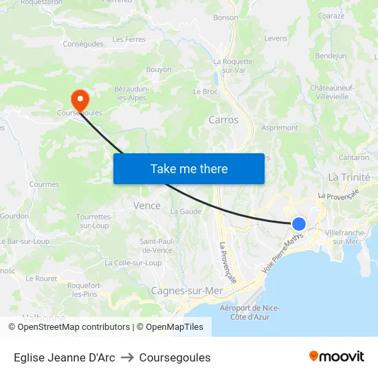 Eglise Jeanne D'Arc to Coursegoules map