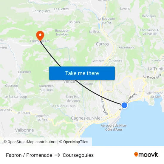 Fabron / Promenade to Coursegoules map