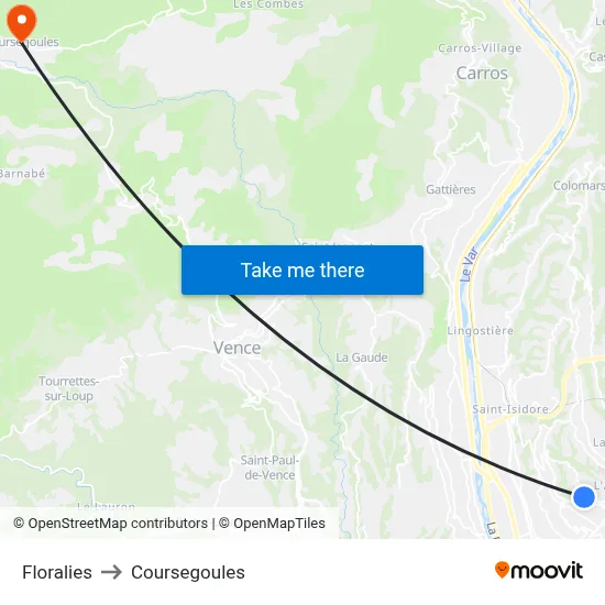 Floralies to Coursegoules map
