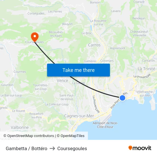 Gambetta / Bottéro to Coursegoules map