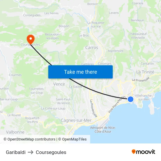 Garibaldi to Coursegoules map