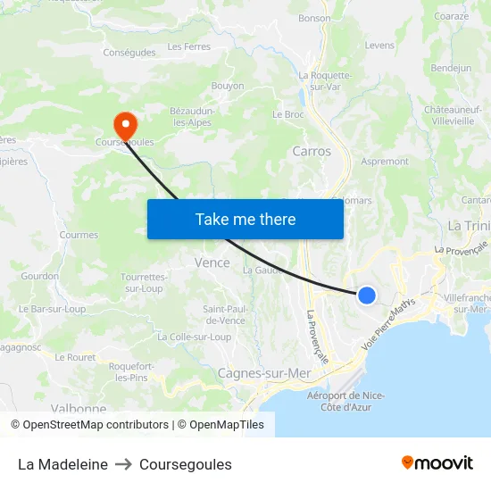 La Madeleine to Coursegoules map