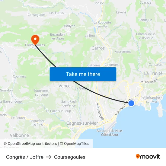Congrès / Joffre to Coursegoules map