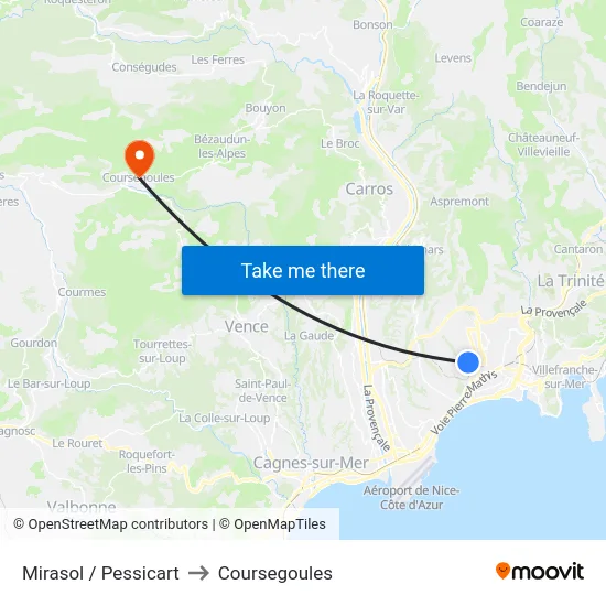 Mirasol / Pessicart to Coursegoules map
