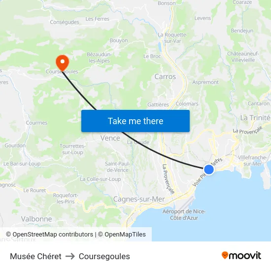 Musée Chéret to Coursegoules map