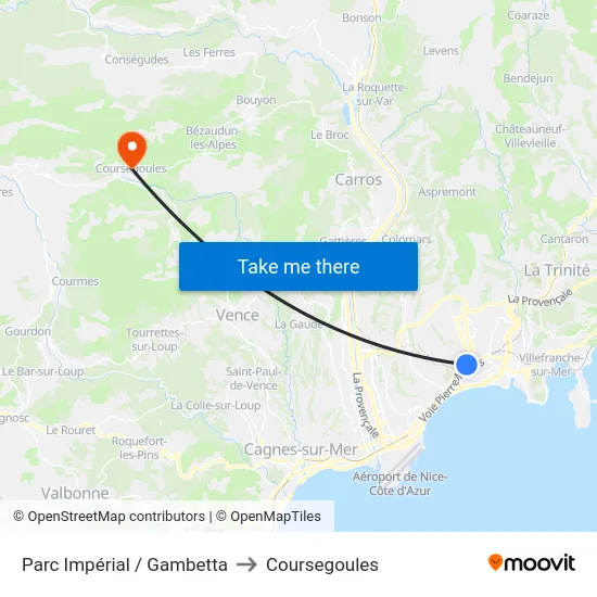 Parc Impérial / Gambetta to Coursegoules map