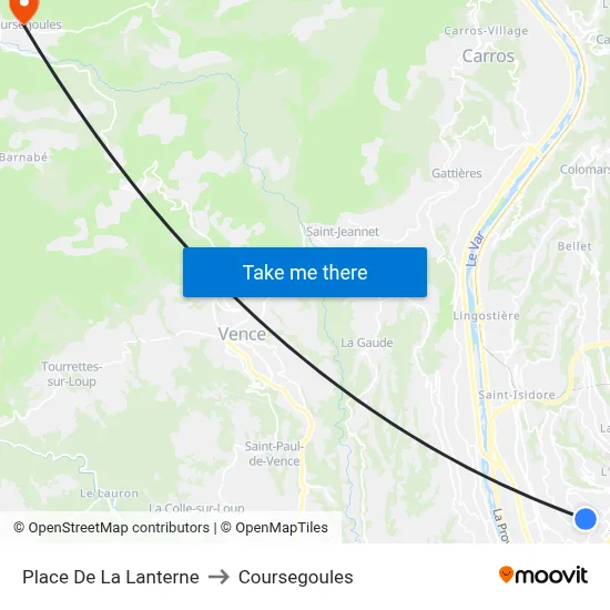 Place De La Lanterne to Coursegoules map