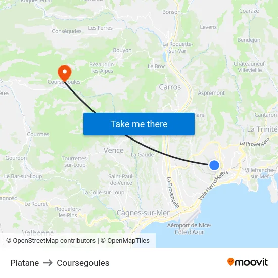 Platane to Coursegoules map