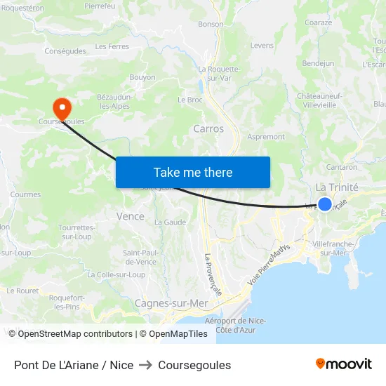 Pont De L'Ariane / Nice to Coursegoules map