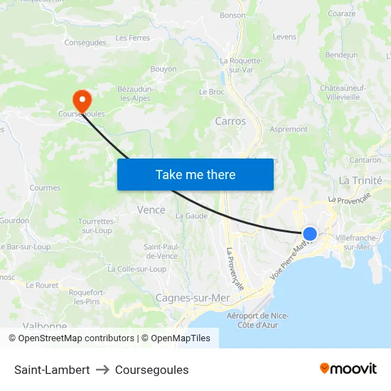 Saint-Lambert to Coursegoules map