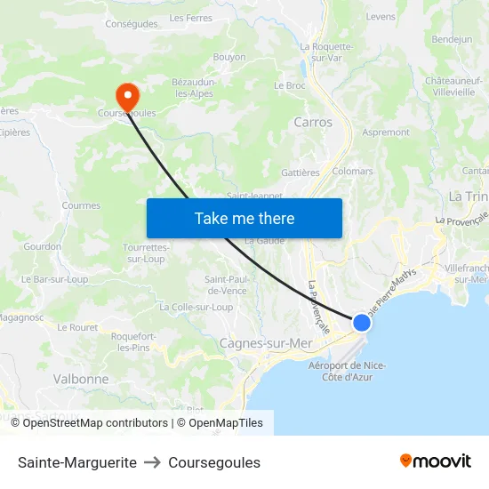 Sainte-Marguerite to Coursegoules map