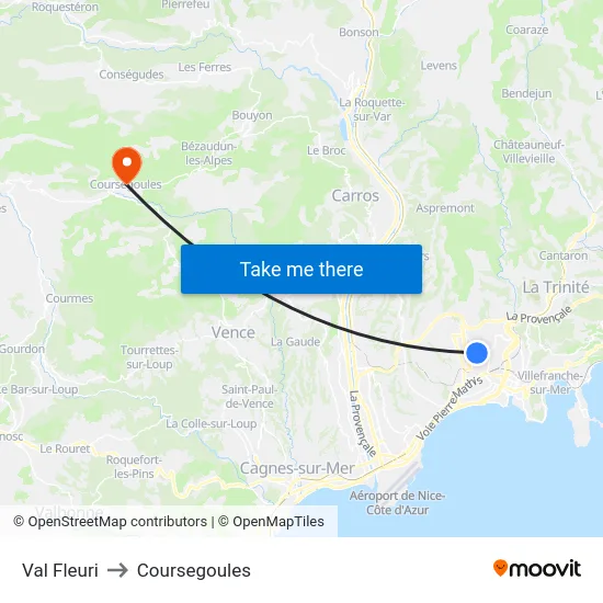 Val Fleuri to Coursegoules map