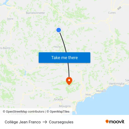 Collège Jean Franco to Coursegoules map