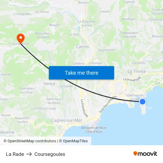 La Rade to Coursegoules map
