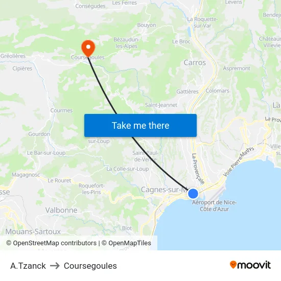 A.Tzanck to Coursegoules map