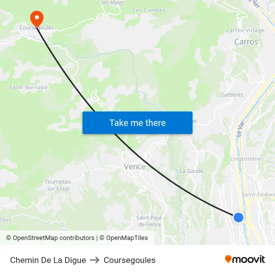 Chemin De La Digue to Coursegoules map
