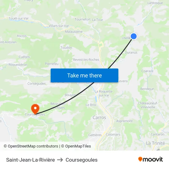 Saint-Jean-La-Rivière to Coursegoules map